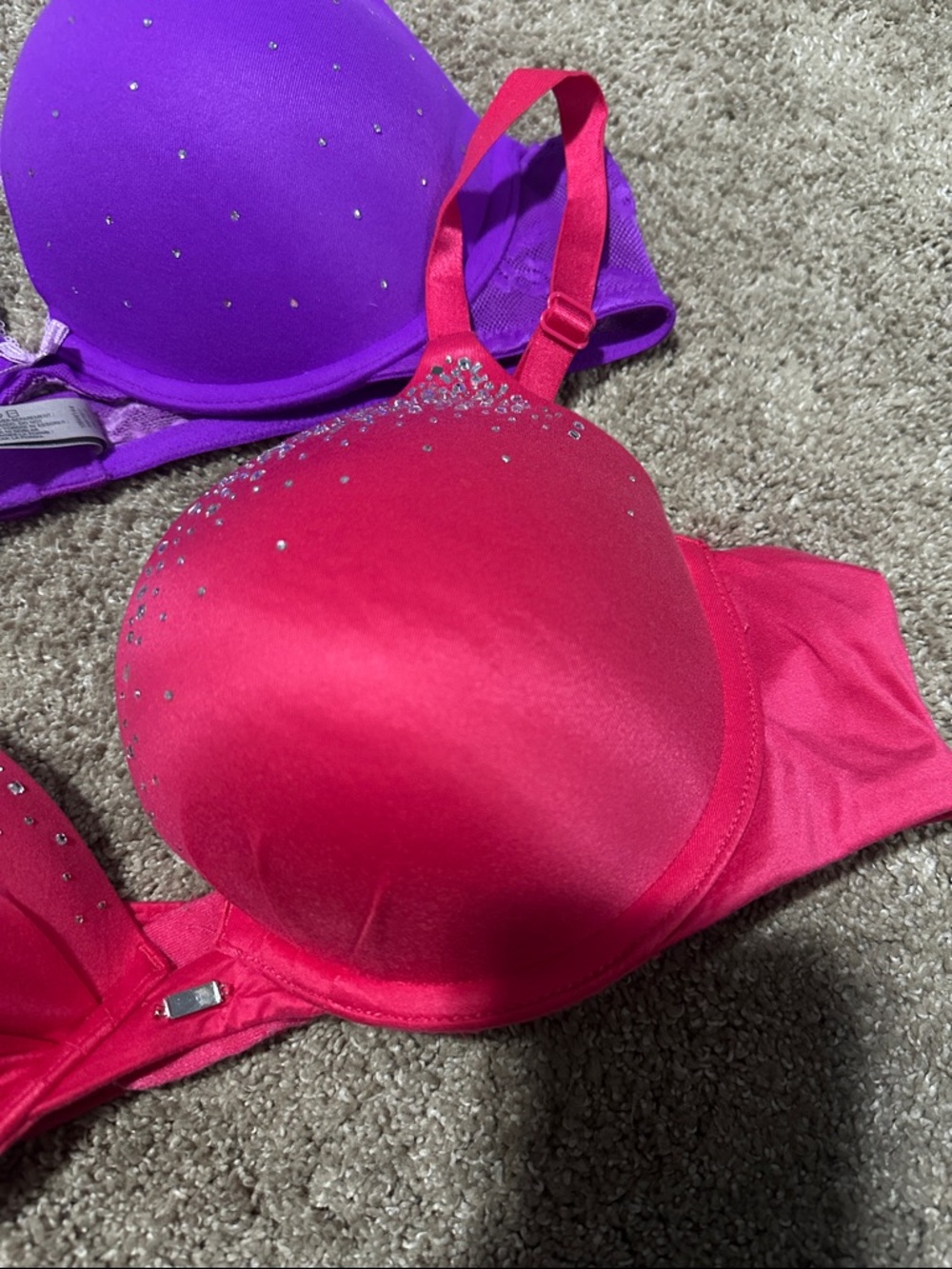 VS Purple and Hot Pink Embellished Push-Up Bras - Picture 3 of 12
